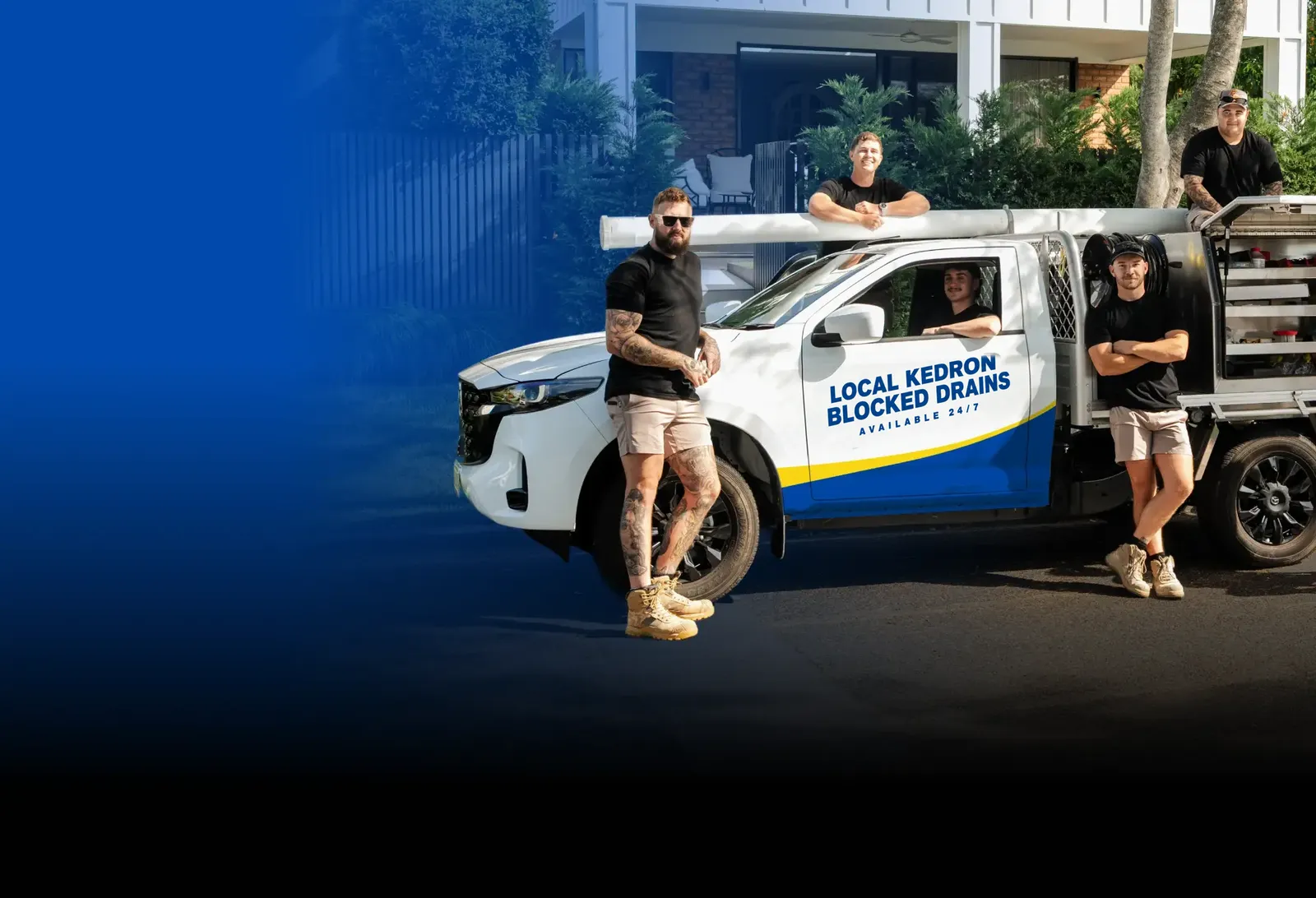 Local Kedron Blocked Drains team with the ute